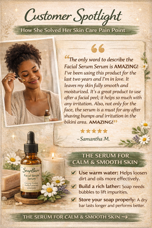 Customer Spotlight: Sharing a real testimonial and how SoapBarr solved a skin "pain point."