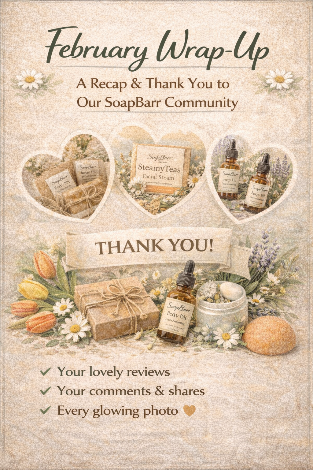 February Wrap-Up: A recap of our favorite moments and a thank you to the SoapBarr community.