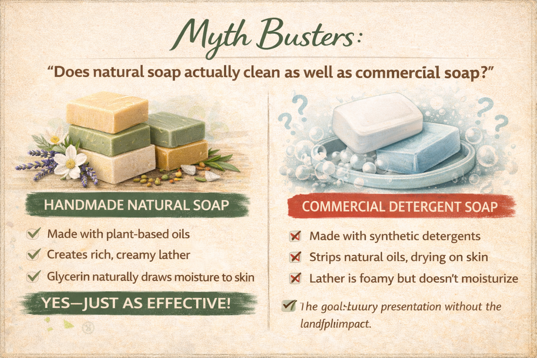 Myth Busters: "Does natural soap actually clean as well as commercial soap?"