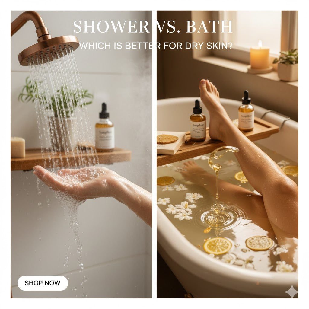 Shower vs. Bath: Which is better for dry skin? (Featuring SoapBarr Body Oils).